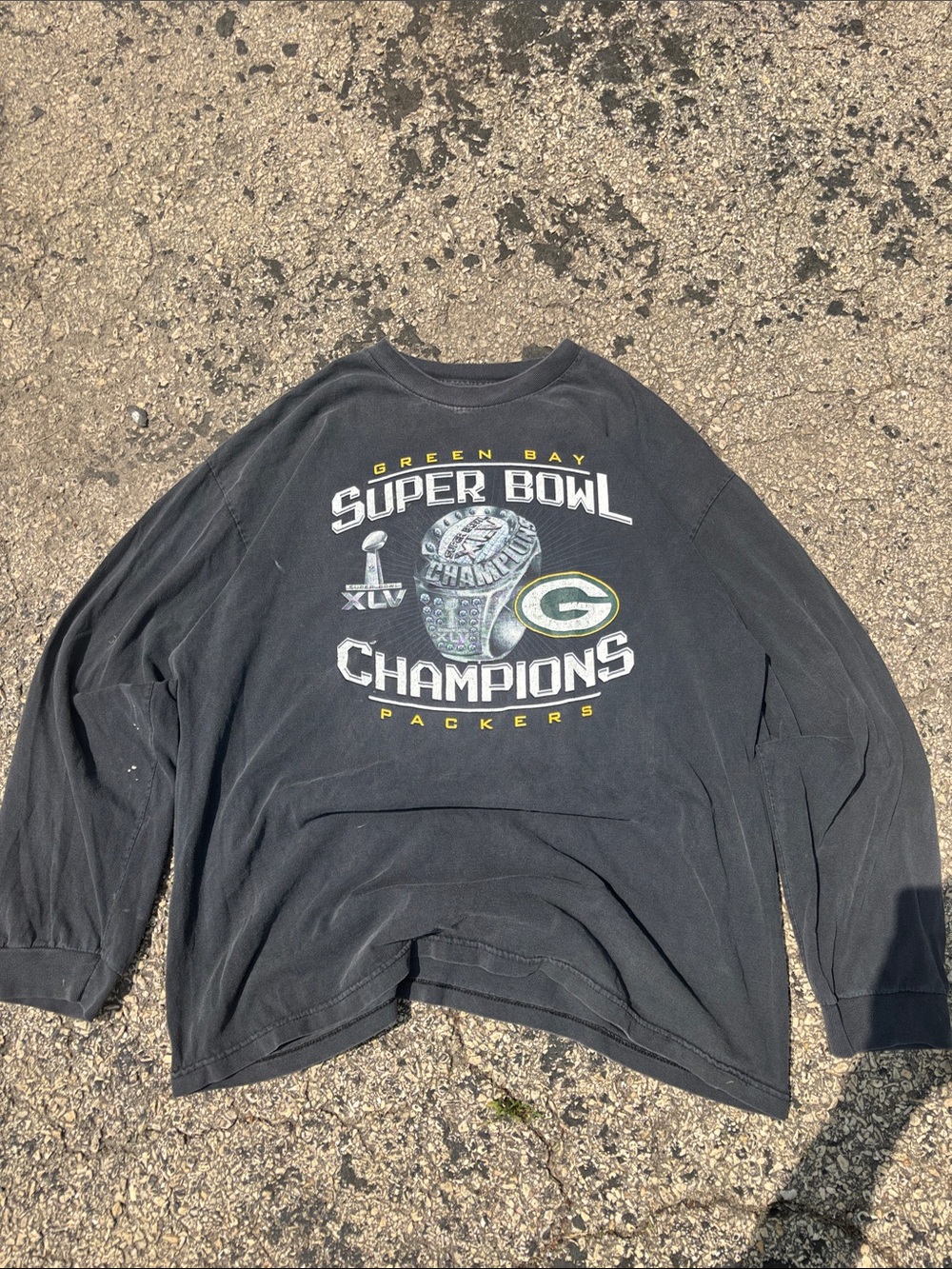 Vintage Green Bay Packers Mens XL Super Bowl XLV Champions Long Sleeve Tee